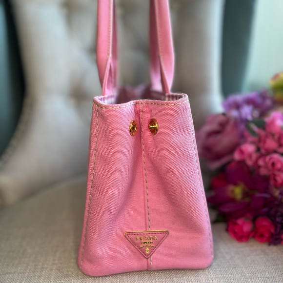 AUTHENTIC PINK PRADA CANAPA TOTE LIKE NEW - Picture 13 of 16